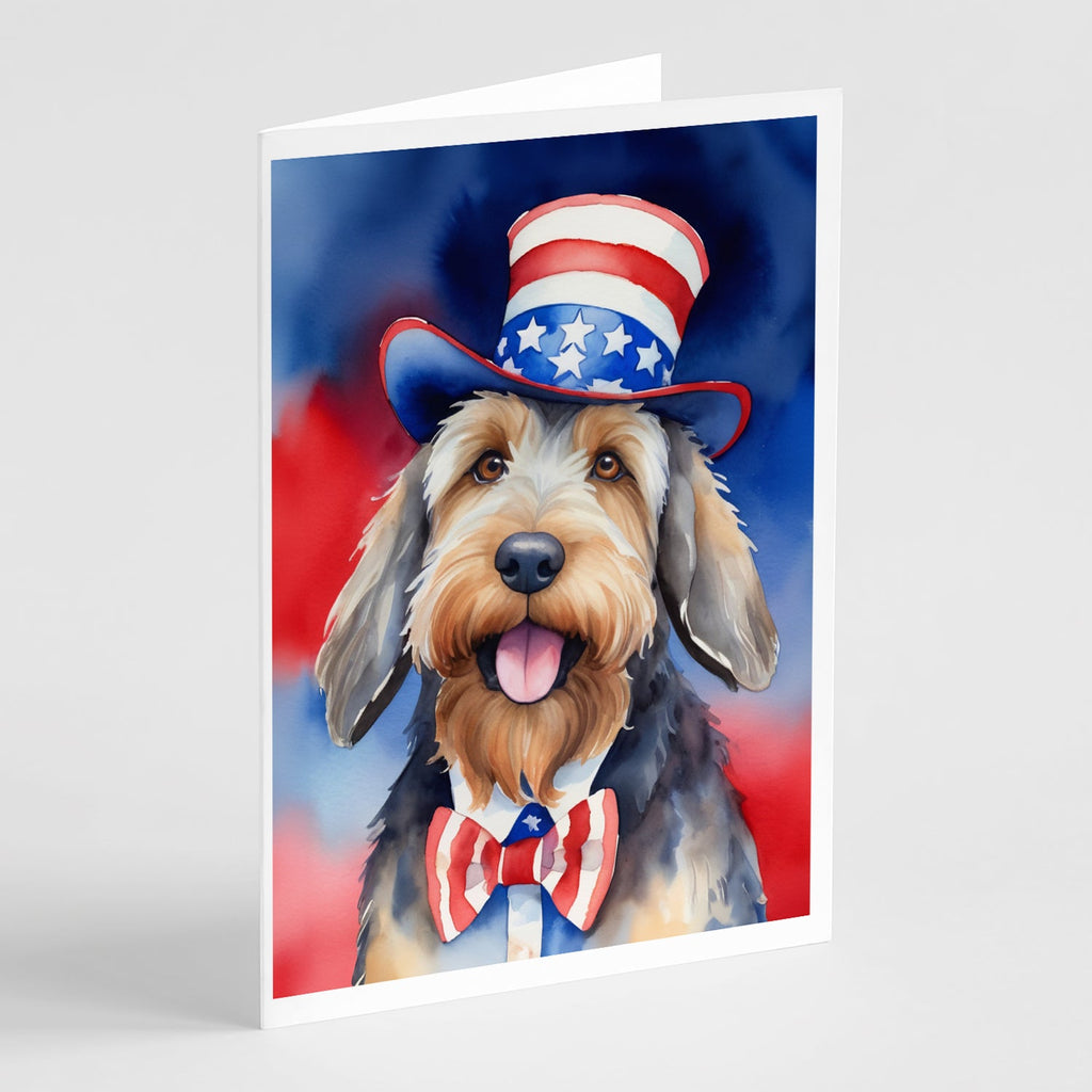 Otterhound Patriotic American Greeting Cards Pack of 8 Blank Cards with Envelopes Whimsical A7 Size 5x7