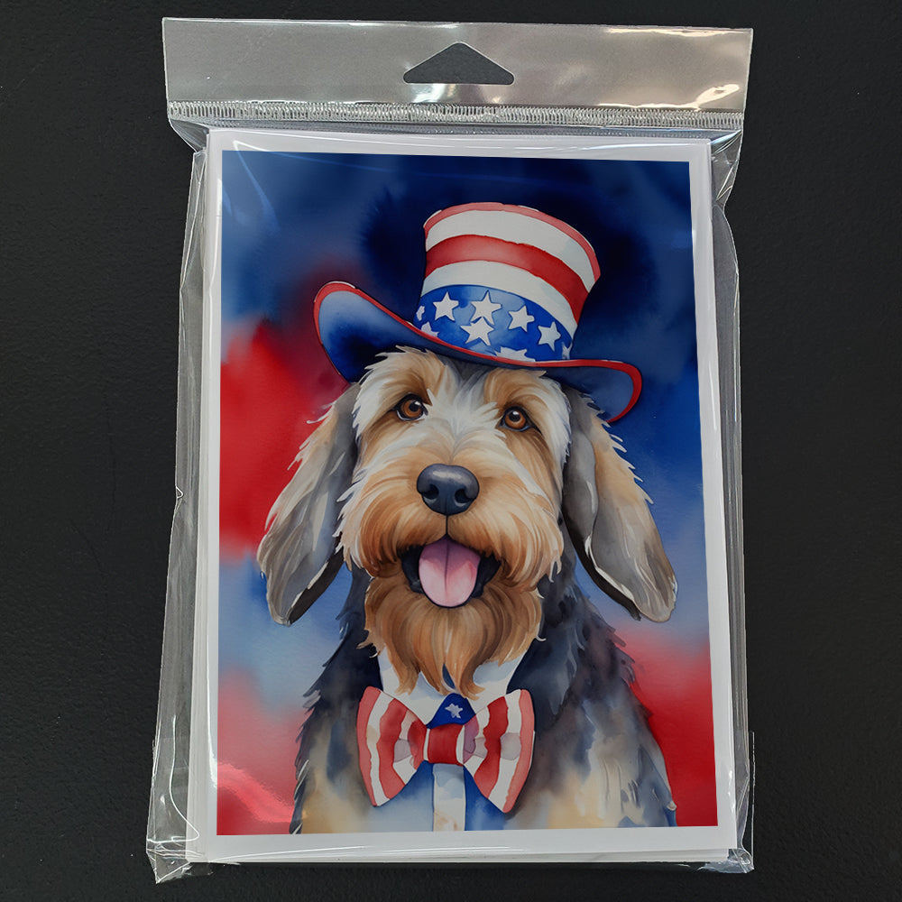 Otterhound Patriotic American Greeting Cards Pack of 8 Blank Cards with Envelopes Whimsical A7 Size 5x7