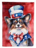 Papillon Patriotic American House Flag 28x40 Porch Sleeve Pole Decorative Outside Yard Banner Artwork Wall Hanging, Polyester