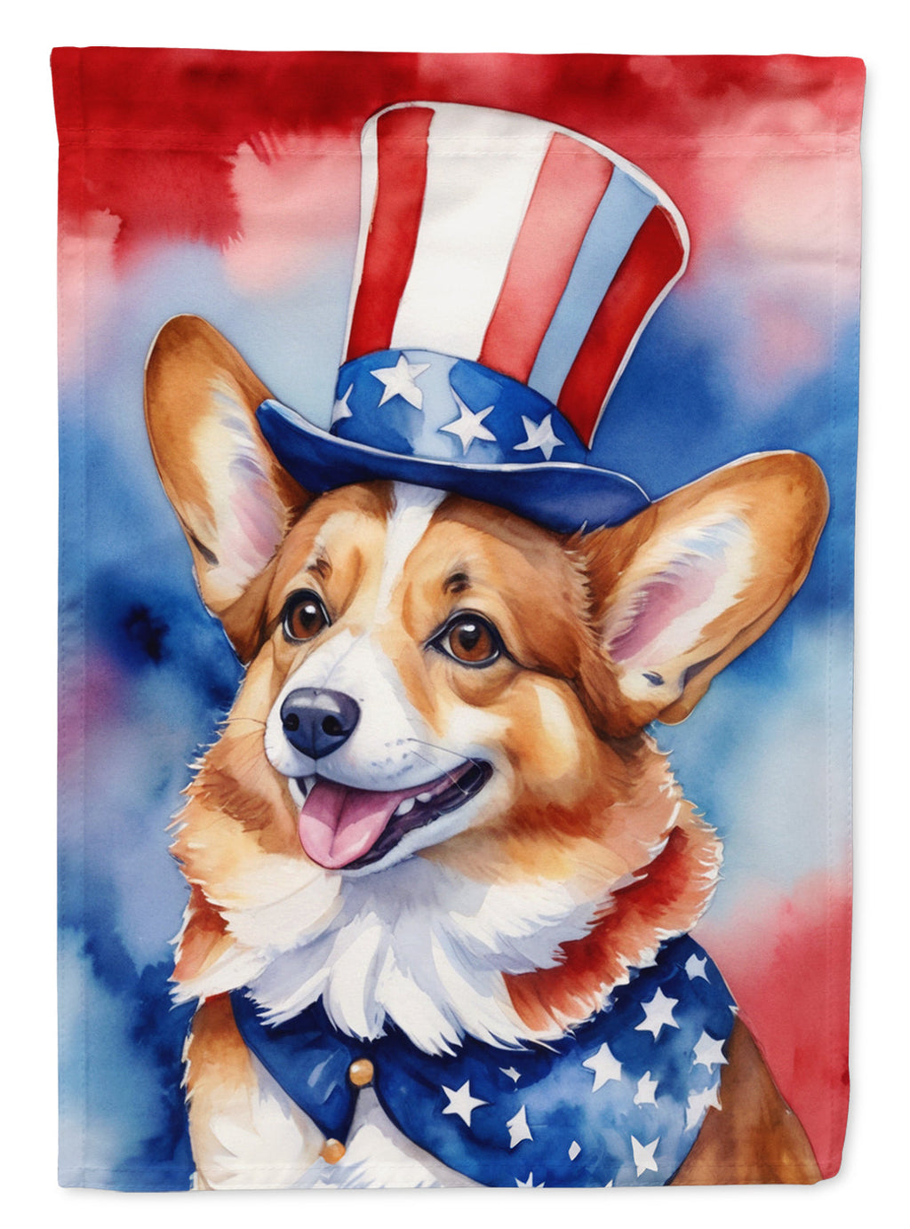 Corgi Patriotic American House Flag 28x40 Porch Sleeve Pole Decorative Outside Yard Banner Artwork Wall Hanging, Polyester