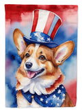 Corgi Patriotic American House Flag 28x40 Porch Sleeve Pole Decorative Outside Yard Banner Artwork Wall Hanging, Polyester