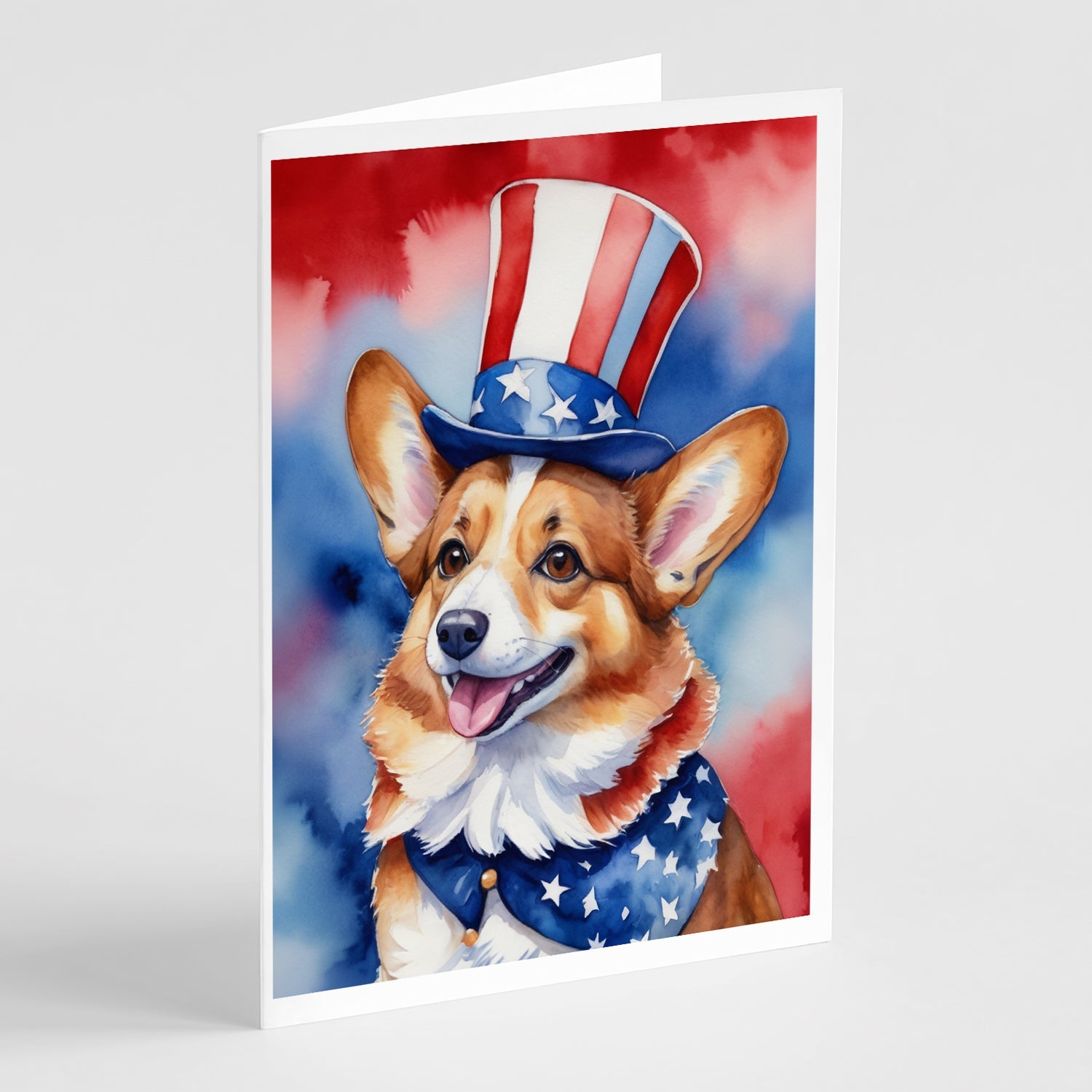 Corgi Patriotic American Greeting Cards Pack of 8 Blank Cards with Envelopes Whimsical A7 Size 5x7