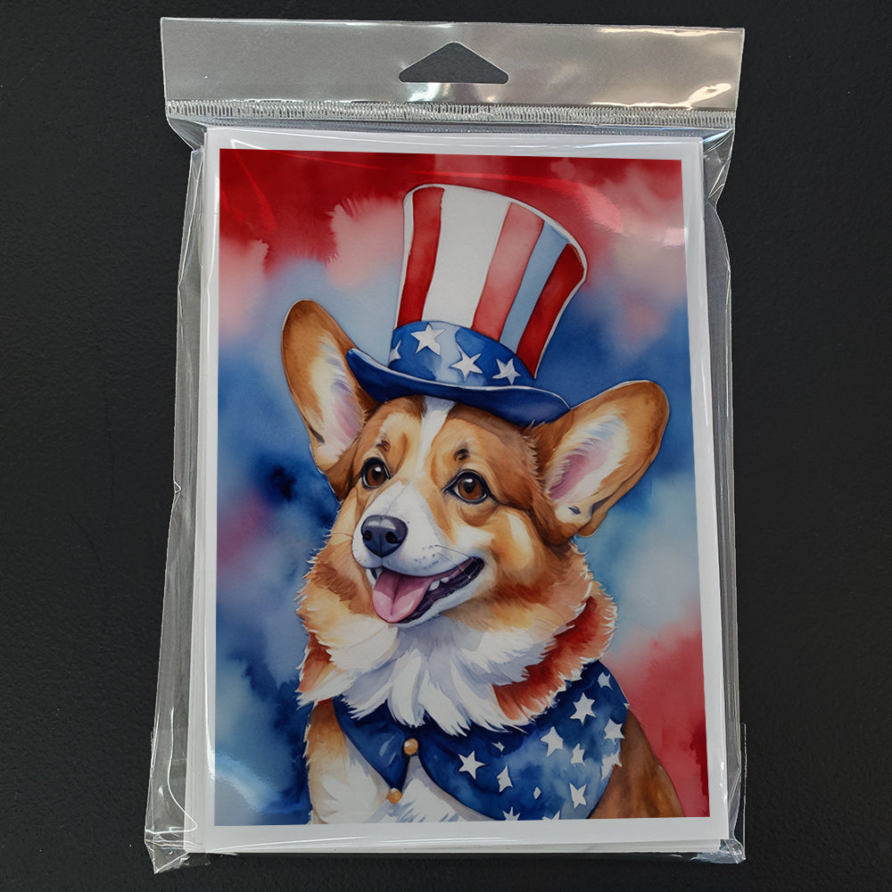 Corgi Patriotic American Greeting Cards Pack of 8 Blank Cards with Envelopes Whimsical A7 Size 5x7
