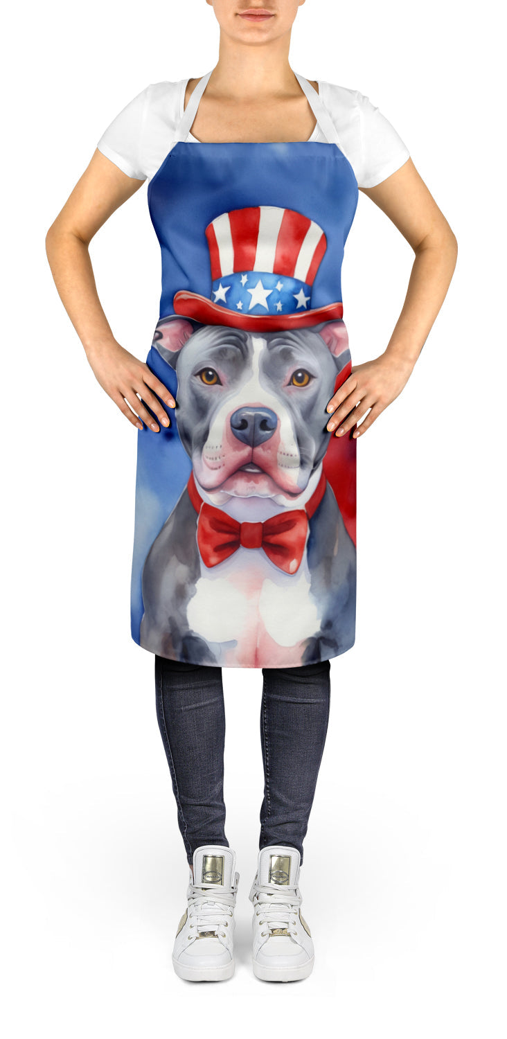 Pit Bull Terrier Patriotic American Apron Cooking Kitchen Server Baking Crafts Gardening for Adult Women Men, Unisex, Large, Multicolor
