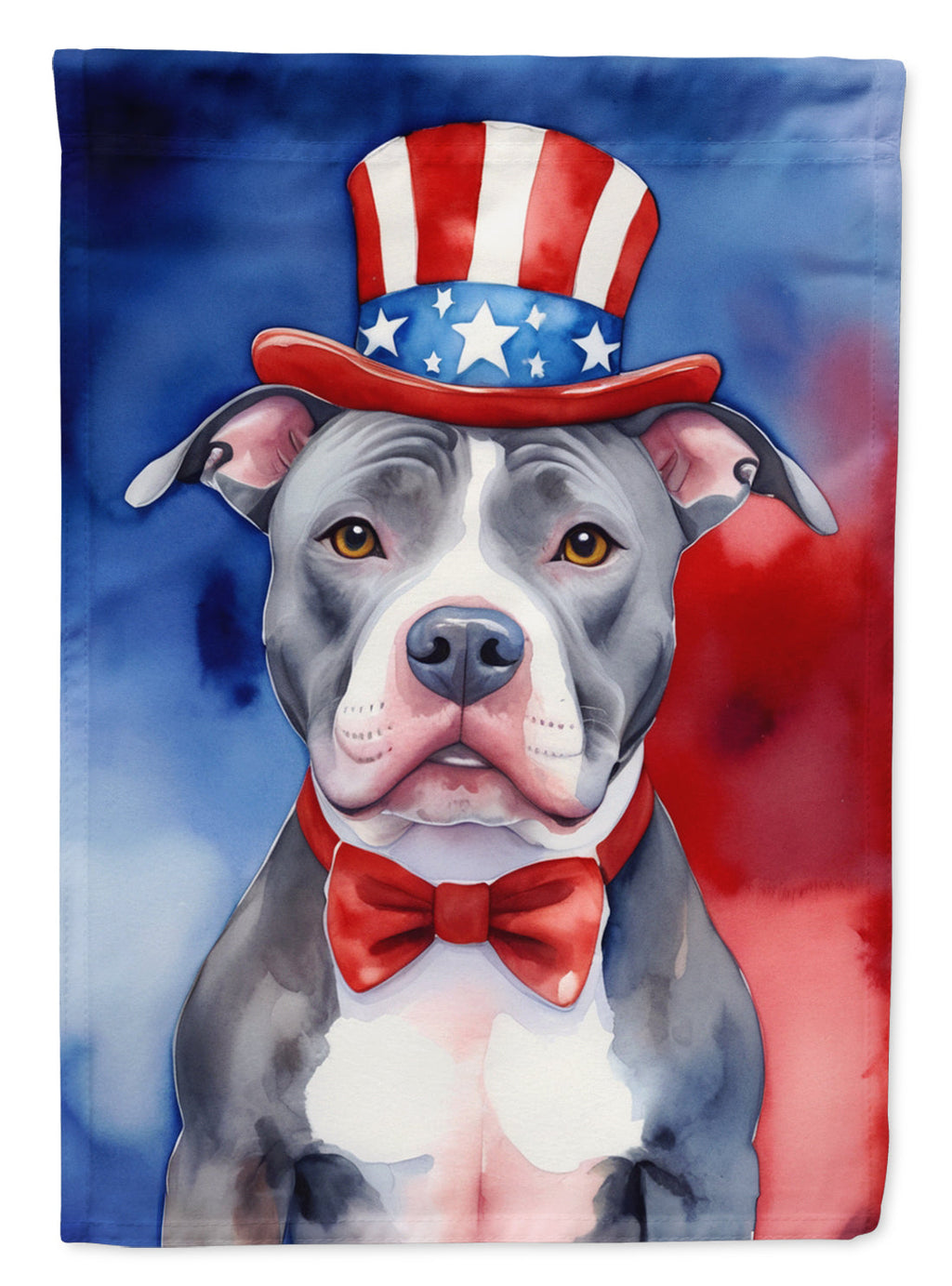 Pit Bull Terrier Patriotic American House Flag 28x40 Porch Sleeve Pole Decorative Outside Yard Banner Artwork Wall Hanging, Polyester