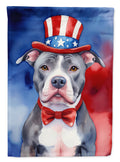 Pit Bull Terrier Patriotic American House Flag 28x40 Porch Sleeve Pole Decorative Outside Yard Banner Artwork Wall Hanging, Polyester