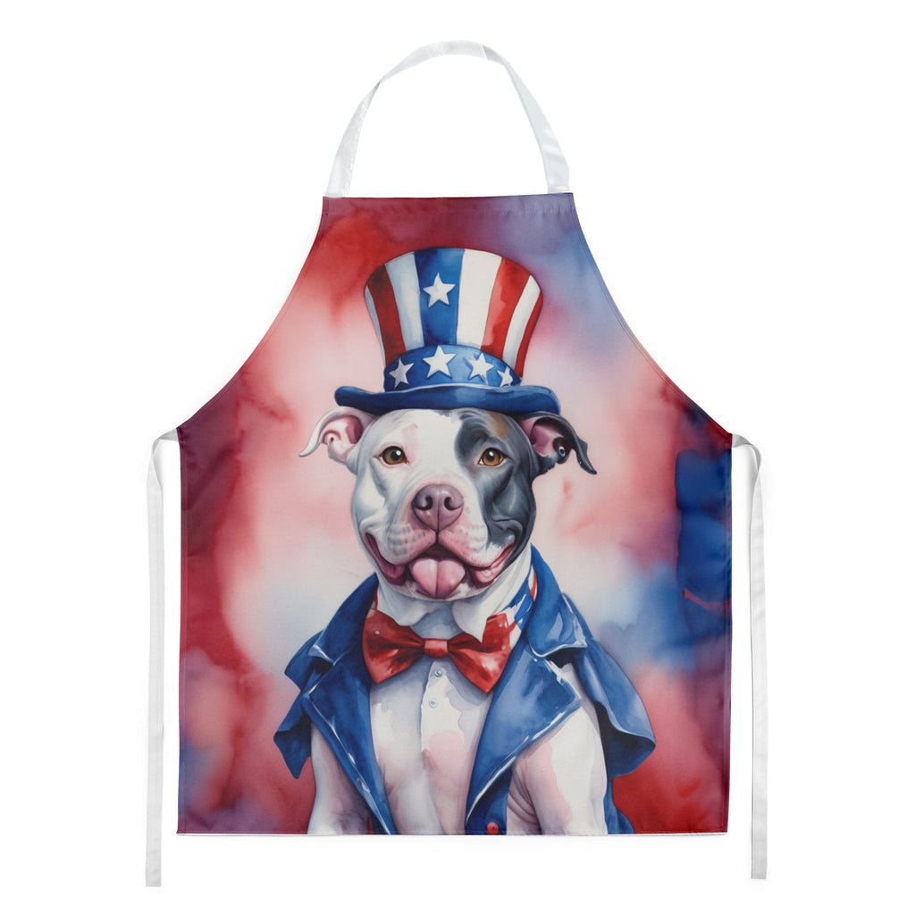 Pit Bull Terrier Patriotic American Apron Cooking Kitchen Server Baking Crafts Gardening for Adult Women Men, Unisex, Large, Multicolor