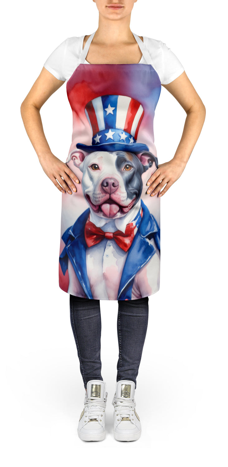 Pit Bull Terrier Patriotic American Apron Cooking Kitchen Server Baking Crafts Gardening for Adult Women Men, Unisex, Large, Multicolor