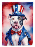 Pit Bull Terrier Patriotic American House Flag 28x40 Porch Sleeve Pole Decorative Outside Yard Banner Artwork Wall Hanging, Polyester