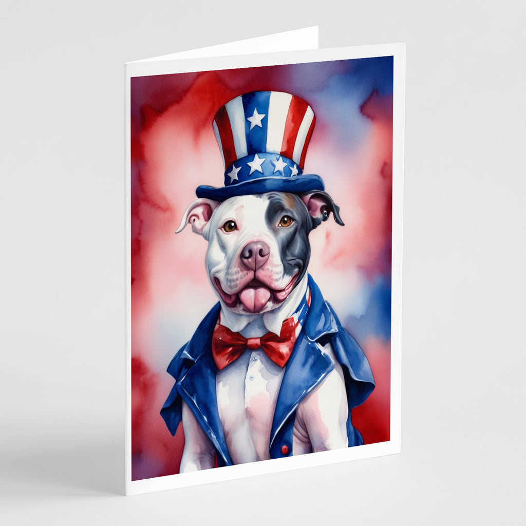 Pit Bull Terrier Patriotic American Greeting Cards Pack of 8 Blank Cards with Envelopes Whimsical A7 Size 5x7
