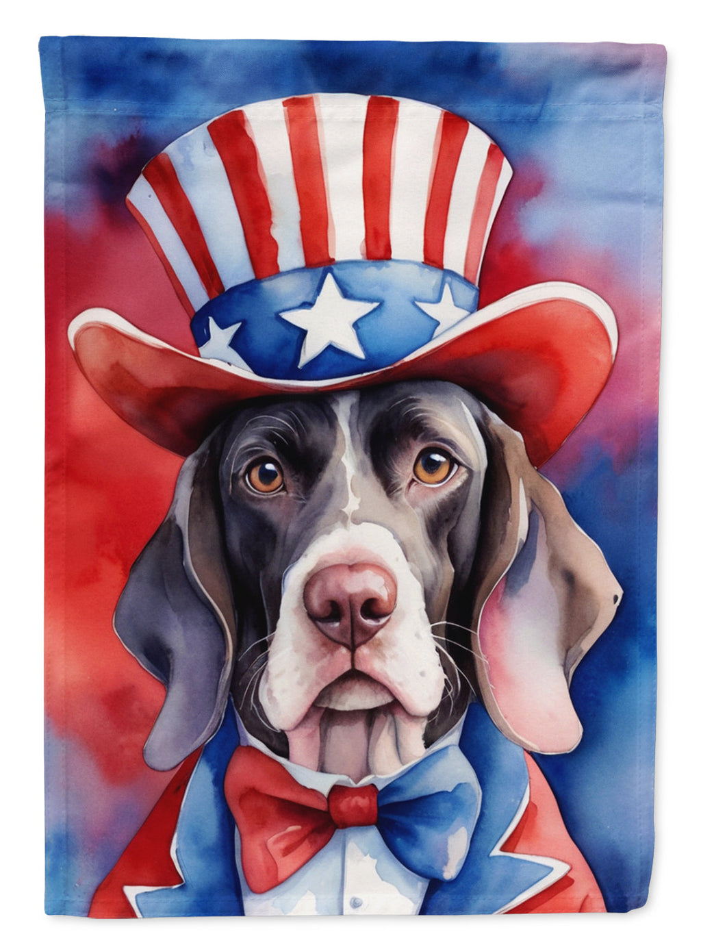 Pointer Patriotic American House Flag 28x40 Porch Sleeve Pole Decorative Outside Yard Banner Artwork Wall Hanging, Polyester