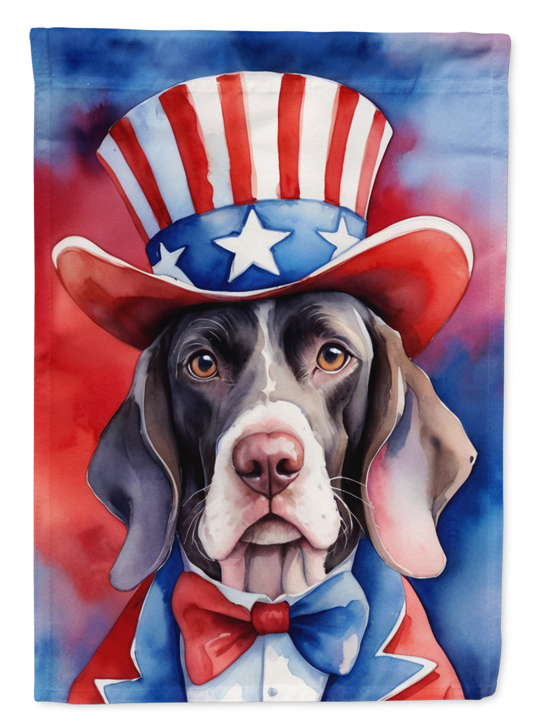 Pointer Patriotic American House Flag 28x40 Porch Sleeve Pole Decorative Outside Yard Banner Artwork Wall Hanging, Polyester