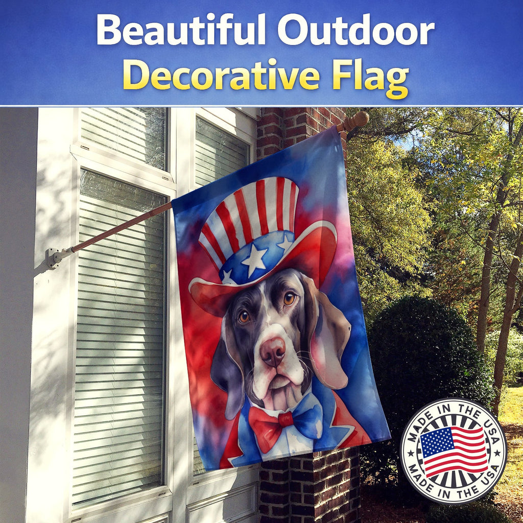 Pointer Patriotic American House Flag 28x40 Porch Sleeve Pole Decorative Outside Yard Banner Artwork Wall Hanging, Polyester