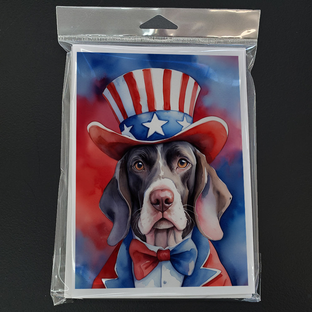 Pointer Patriotic American Greeting Cards Pack of 8 Blank Cards with Envelopes Whimsical A7 Size 5x7
