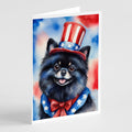Pomeranian Patriotic American Greeting Cards Pack of 8 Blank Cards with Envelopes Whimsical A7 Size 5x7