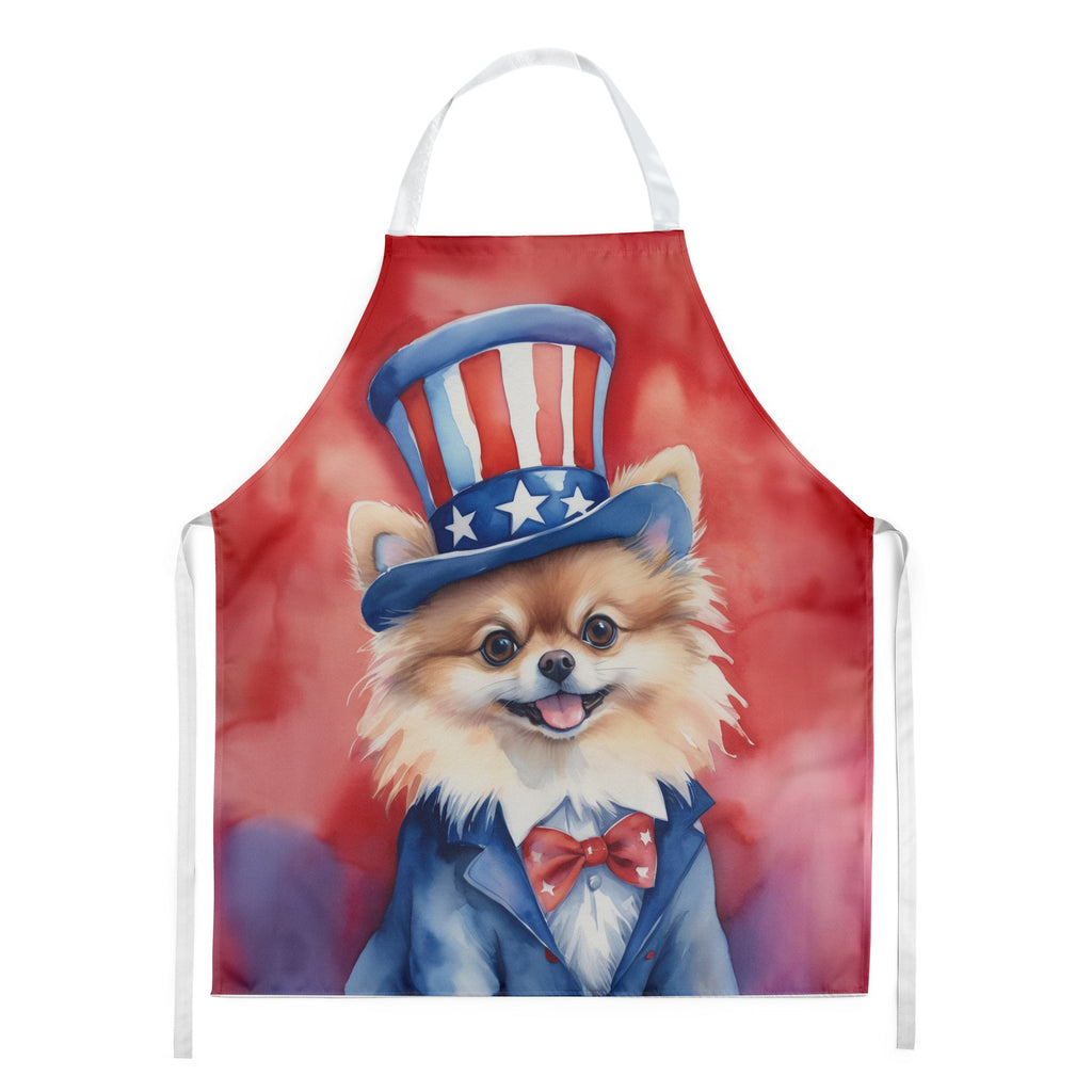 Pomeranian Patriotic American Apron Cooking Kitchen Server Baking Crafts Gardening for Adult Women Men, Unisex, Large, Multicolor