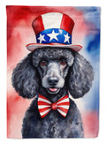 Black Poodle Patriotic American House Flag 28x40 Porch Sleeve Pole Decorative Outside Yard Banner Artwork Wall Hanging, Polyester
