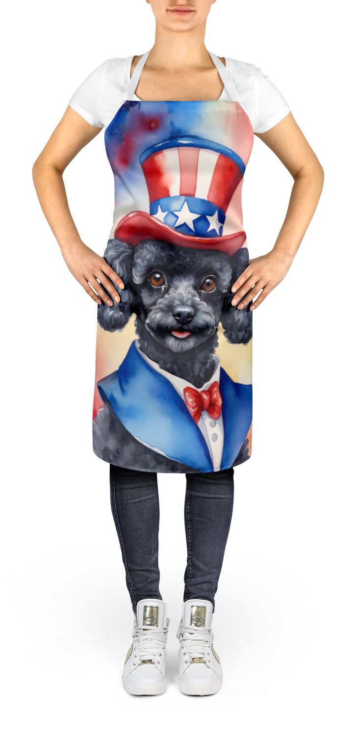 Black Poodle Patriotic American Apron Cooking Kitchen Server Baking Crafts Gardening for Adult Women Men, Unisex, Large, Multicolor