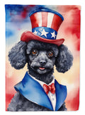 Black Poodle Patriotic American House Flag 28x40 Porch Sleeve Pole Decorative Outside Yard Banner Artwork Wall Hanging, Polyester