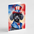 Black Poodle Patriotic American Greeting Cards Pack of 8 Blank Cards with Envelopes Whimsical A7 Size 5x7