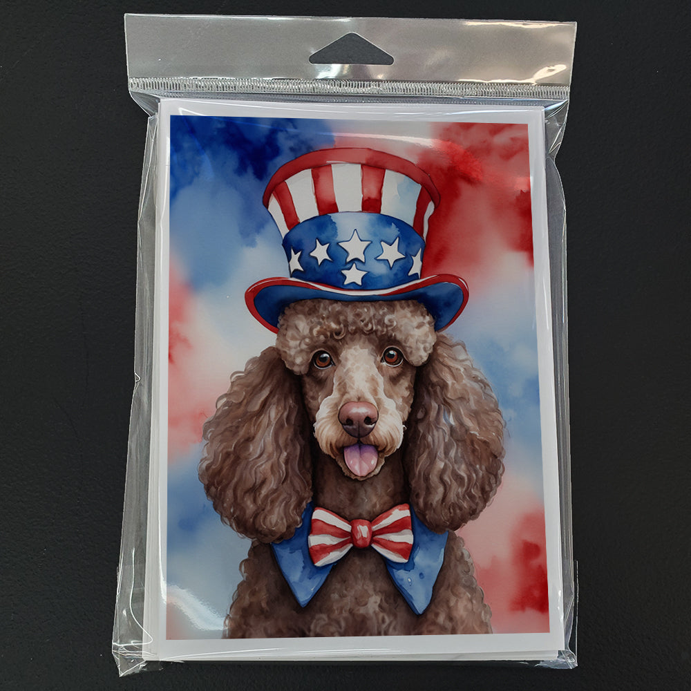Poodle Patriotic American Greeting Cards Pack of 8 Blank Cards with Envelopes Whimsical A7 Size 5x7