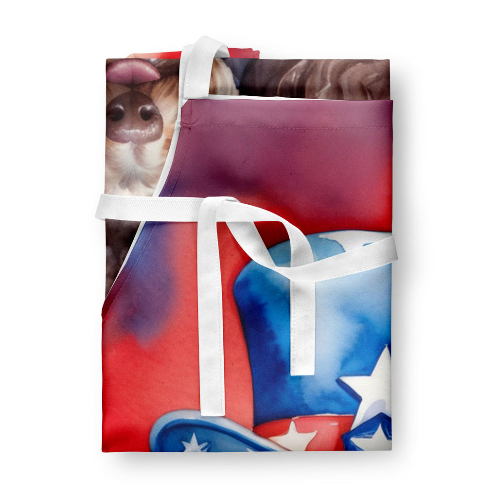 Poodle Patriotic American Apron Cooking Kitchen Server Baking Crafts Gardening for Adult Women Men, Unisex, Large, Multicolor