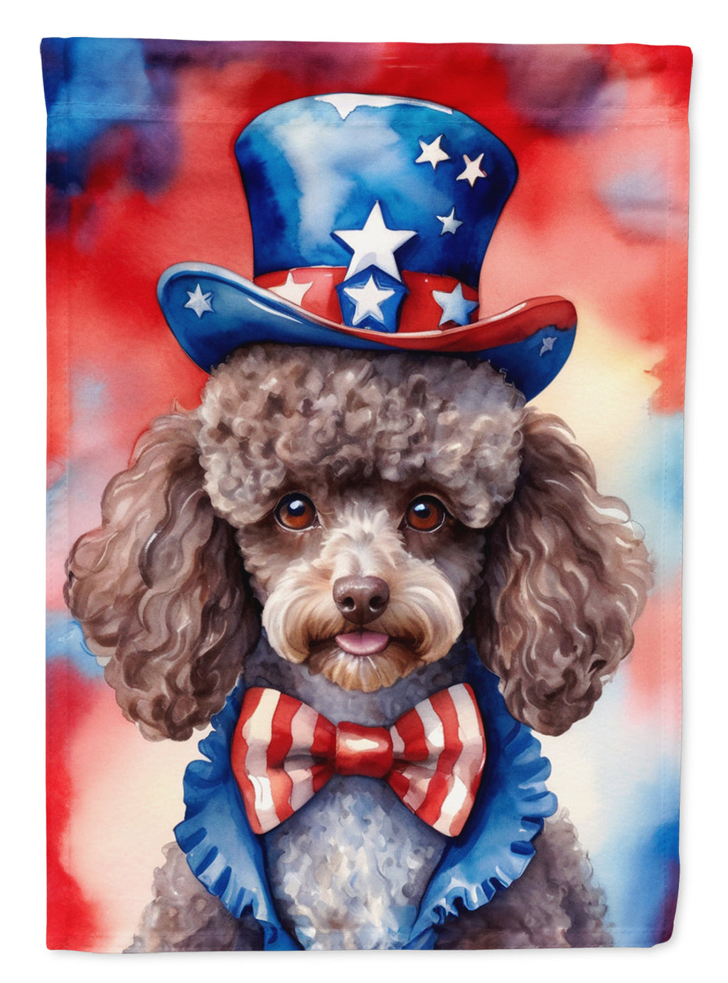 Poodle Patriotic American House Flag 28x40 Porch Sleeve Pole Decorative Outside Yard Banner Artwork Wall Hanging, Polyester