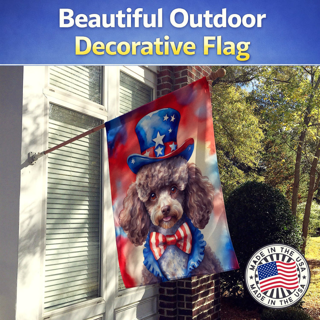 Poodle Patriotic American House Flag 28x40 Porch Sleeve Pole Decorative Outside Yard Banner Artwork Wall Hanging, Polyester