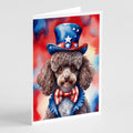 Poodle Patriotic American Greeting Cards Pack of 8 Blank Cards with Envelopes Whimsical A7 Size 5x7