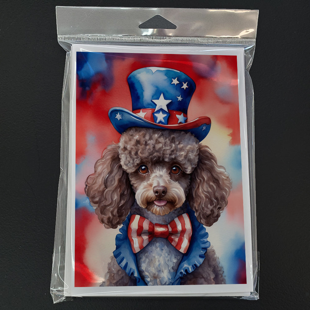 Poodle Patriotic American Greeting Cards Pack of 8 Blank Cards with Envelopes Whimsical A7 Size 5x7