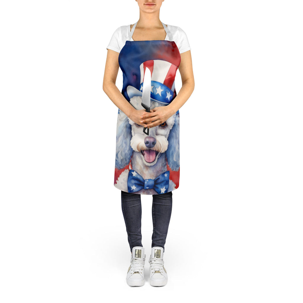 White Poodle Patriotic American Apron Cooking Kitchen Server Baking Crafts Gardening for Adult Women Men, Unisex, Large, Multicolor