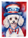 White Poodle Patriotic American House Flag 28x40 Porch Sleeve Pole Decorative Outside Yard Banner Artwork Wall Hanging, Polyester