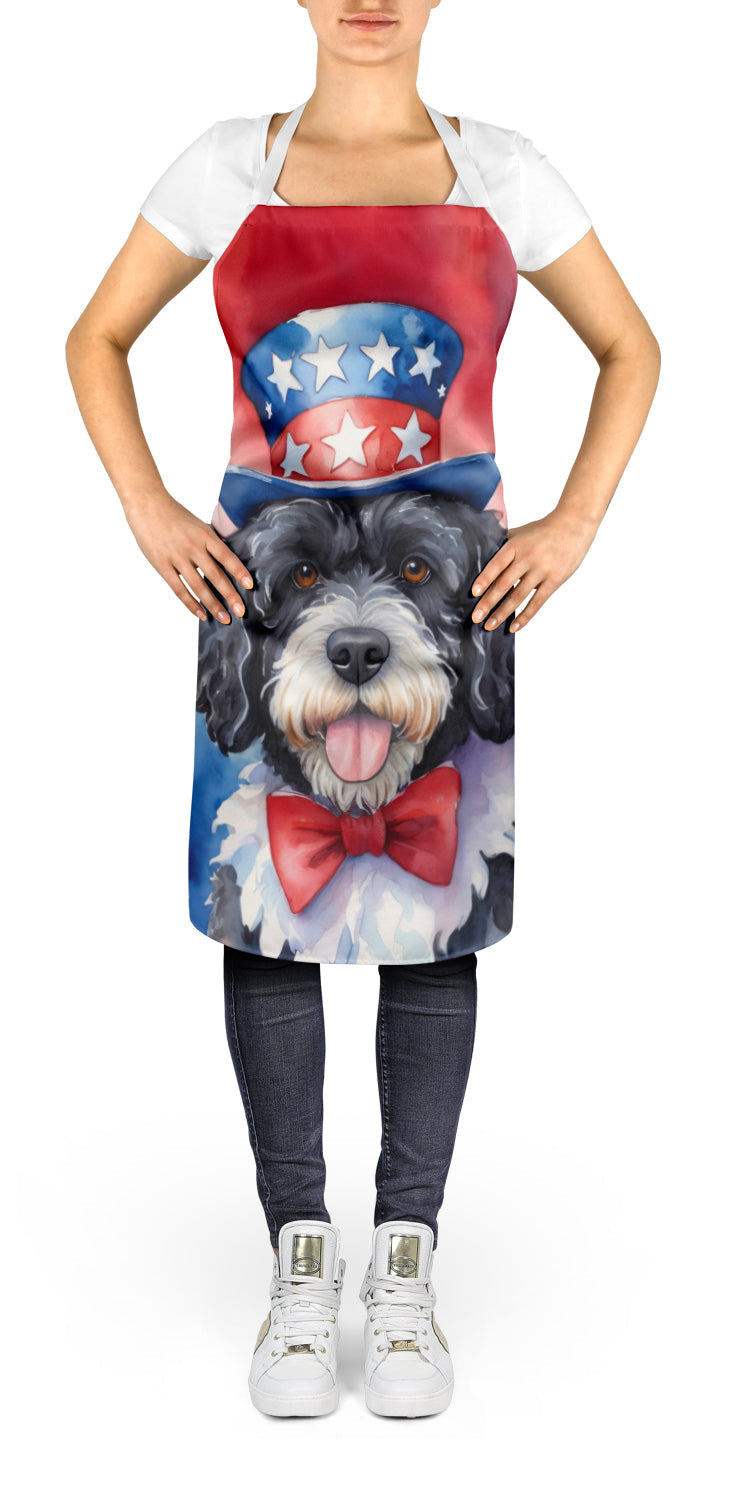 Portuguese Water Dog Patriotic American Apron Cooking Kitchen Server Baking Crafts Gardening for Adult Women Men, Unisex, Large, Multicolor