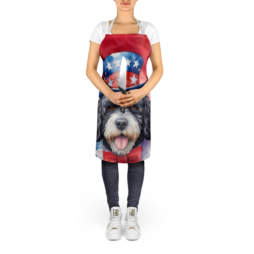 Portuguese Water Dog Patriotic American Apron Cooking Kitchen Server Baking Crafts Gardening for Adult Women Men, Unisex, Large, Multicolor