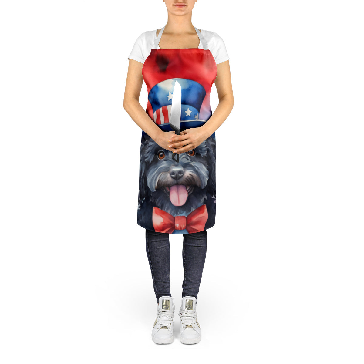 Puli Patriotic American Apron Cooking Kitchen Server Baking Crafts Gardening for Adult Women Men, Unisex, Large, Multicolor