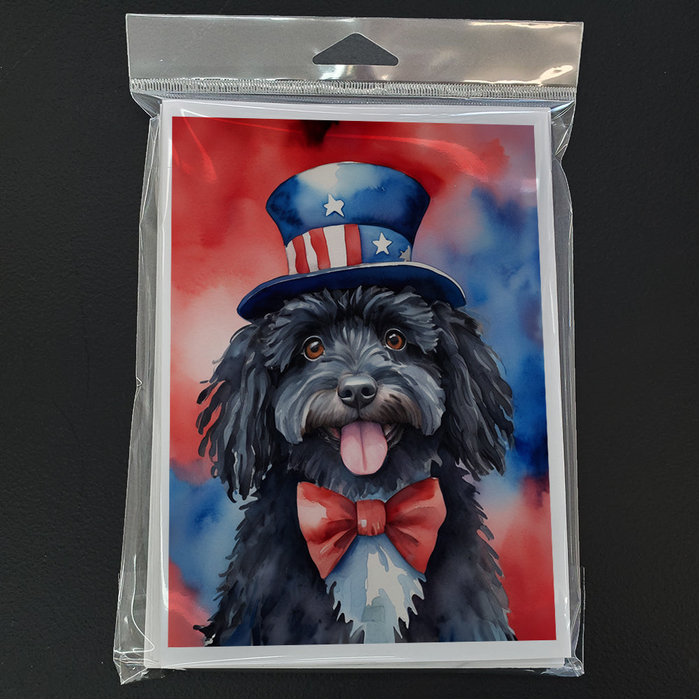 Puli Patriotic American Greeting Cards Pack of 8 Blank Cards with Envelopes Whimsical A7 Size 5x7