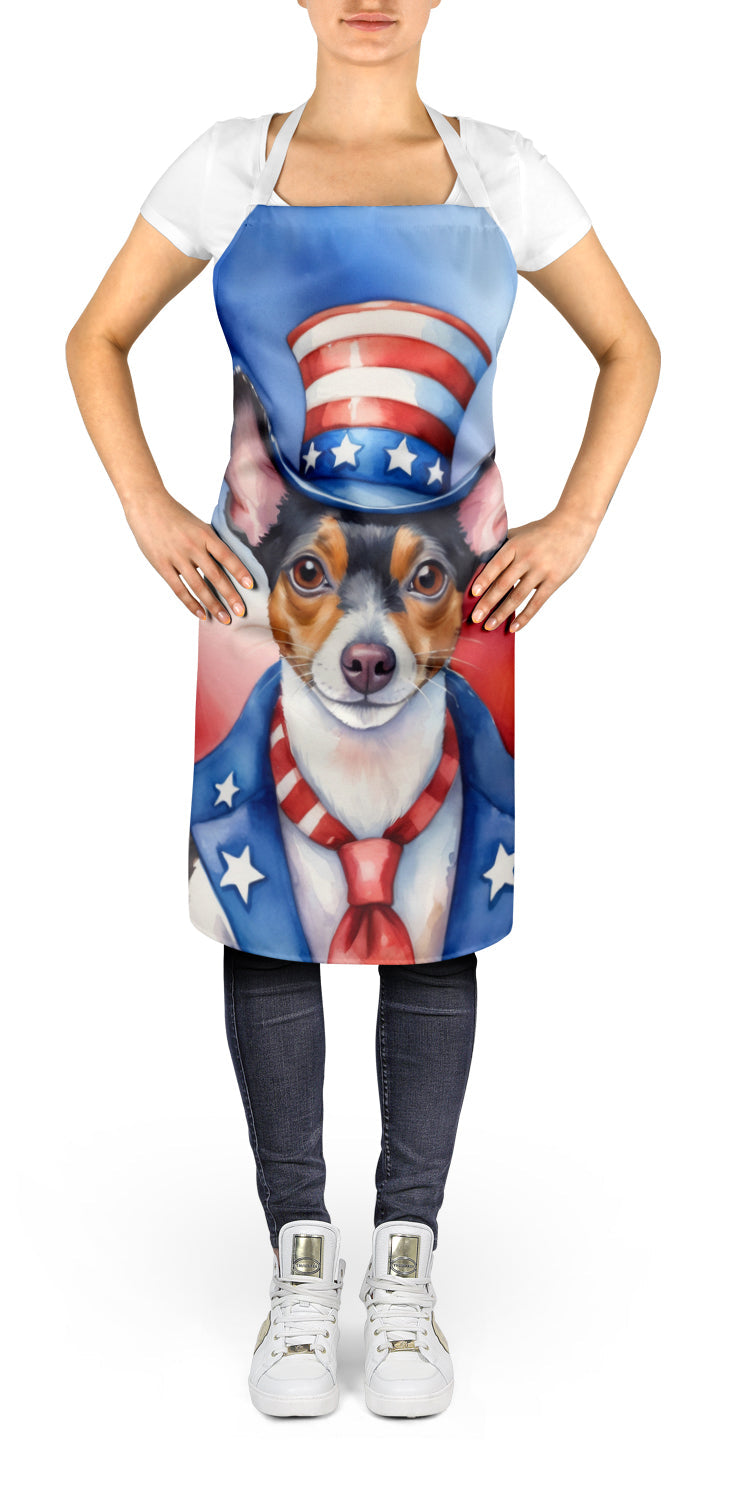 Rat Terrier Patriotic American Apron Cooking Kitchen Server Baking Crafts Gardening for Adult Women Men, Unisex, Large, Multicolor
