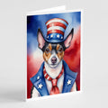 Rat Terrier Patriotic American Greeting Cards Pack of 8 Blank Cards with Envelopes Whimsical A7 Size 5x7