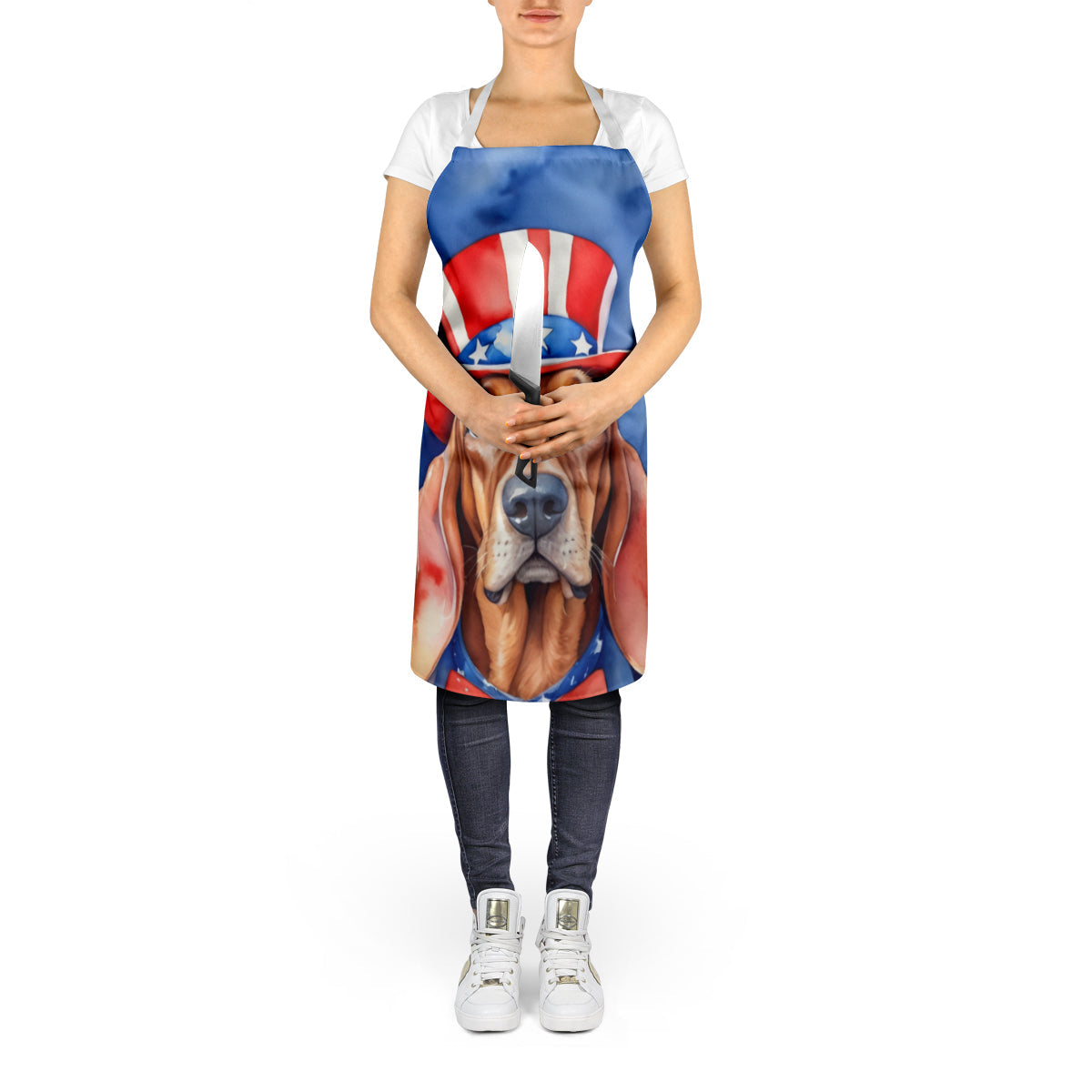 Redbone Coonhound Patriotic American Apron Cooking Kitchen Server Baking Crafts Gardening for Adult Women Men, Unisex, Large, Multicolor