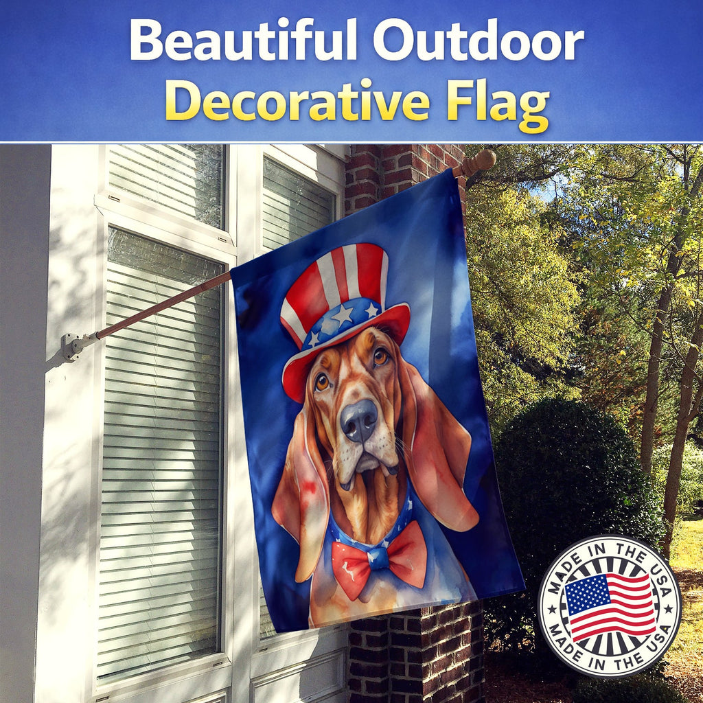Redbone Coonhound Patriotic American House Flag 28x40 Porch Sleeve Pole Decorative Outside Yard Banner Artwork Wall Hanging, Polyester