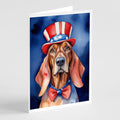 Redbone Coonhound Patriotic American Greeting Cards Pack of 8 Blank Cards with Envelopes Whimsical A7 Size 5x7