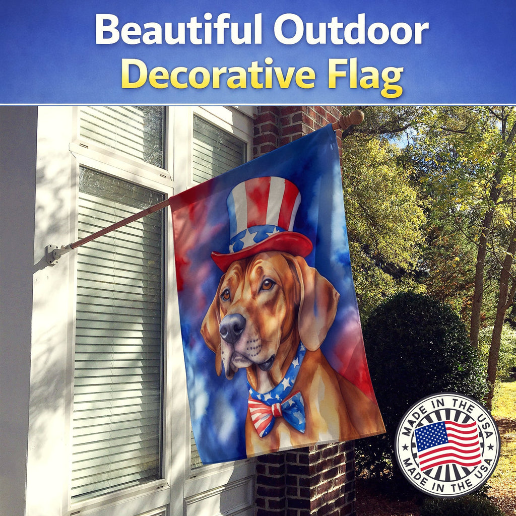 Rhodesian Ridgeback Patriotic American House Flag 28x40 Porch Sleeve Pole Decorative Outside Yard Banner Artwork Wall Hanging, Polyester