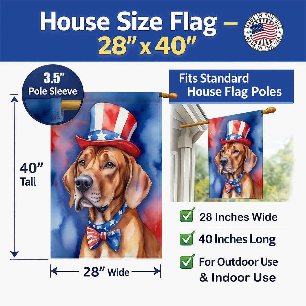 Rhodesian Ridgeback Patriotic American House Flag 28x40 Porch Sleeve Pole Decorative Outside Yard Banner Artwork Wall Hanging, Polyester