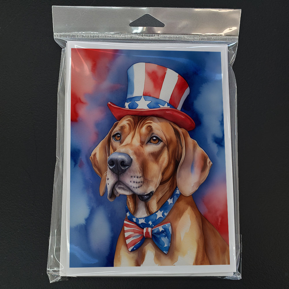 Rhodesian Ridgeback Patriotic American Greeting Cards Pack of 8 Blank Cards with Envelopes Whimsical A7 Size 5x7