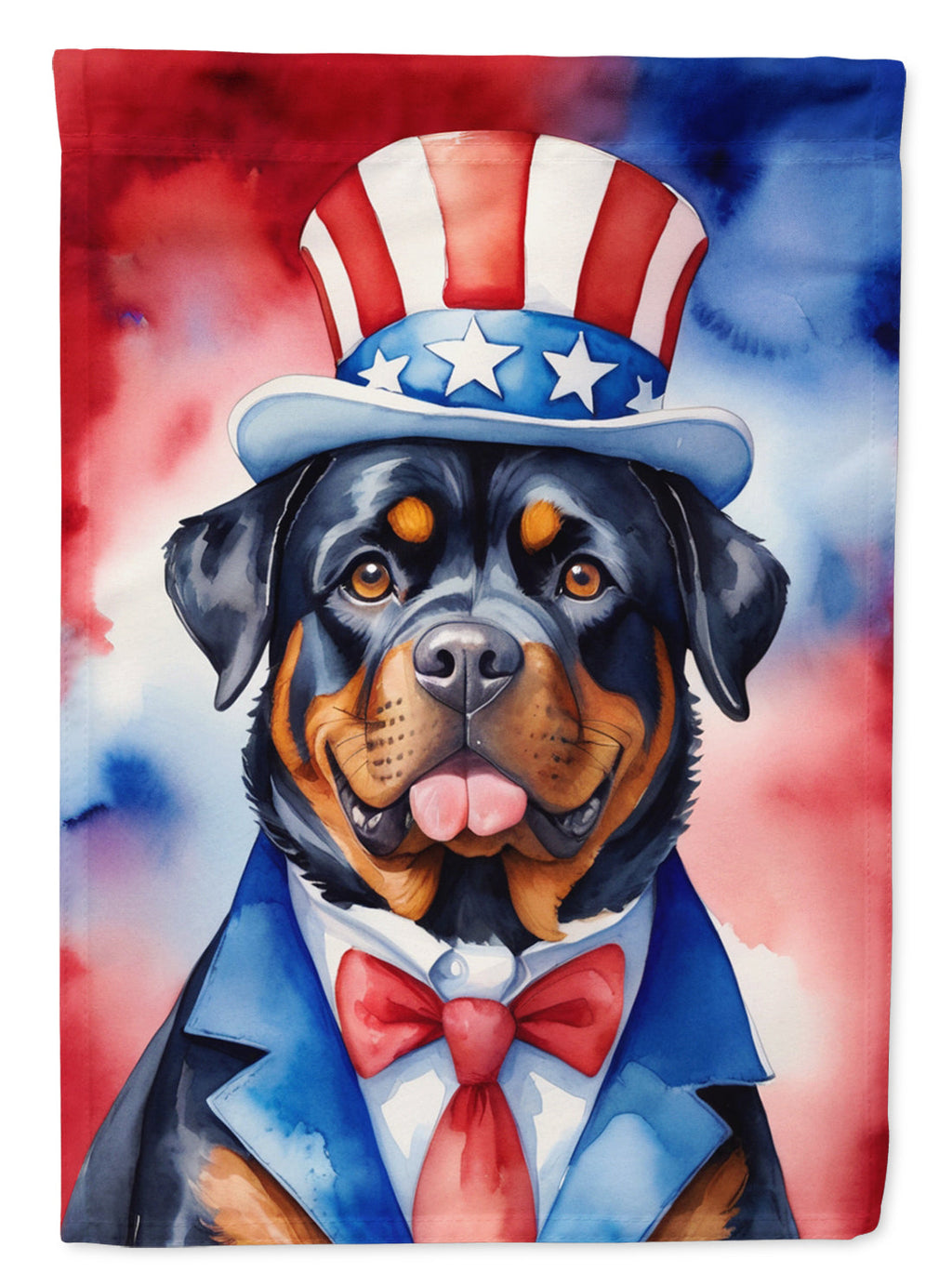 Rottweiler Patriotic American House Flag 28x40 Porch Sleeve Pole Decorative Outside Yard Banner Artwork Wall Hanging, Polyester