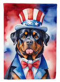 Rottweiler Patriotic American House Flag 28x40 Porch Sleeve Pole Decorative Outside Yard Banner Artwork Wall Hanging, Polyester