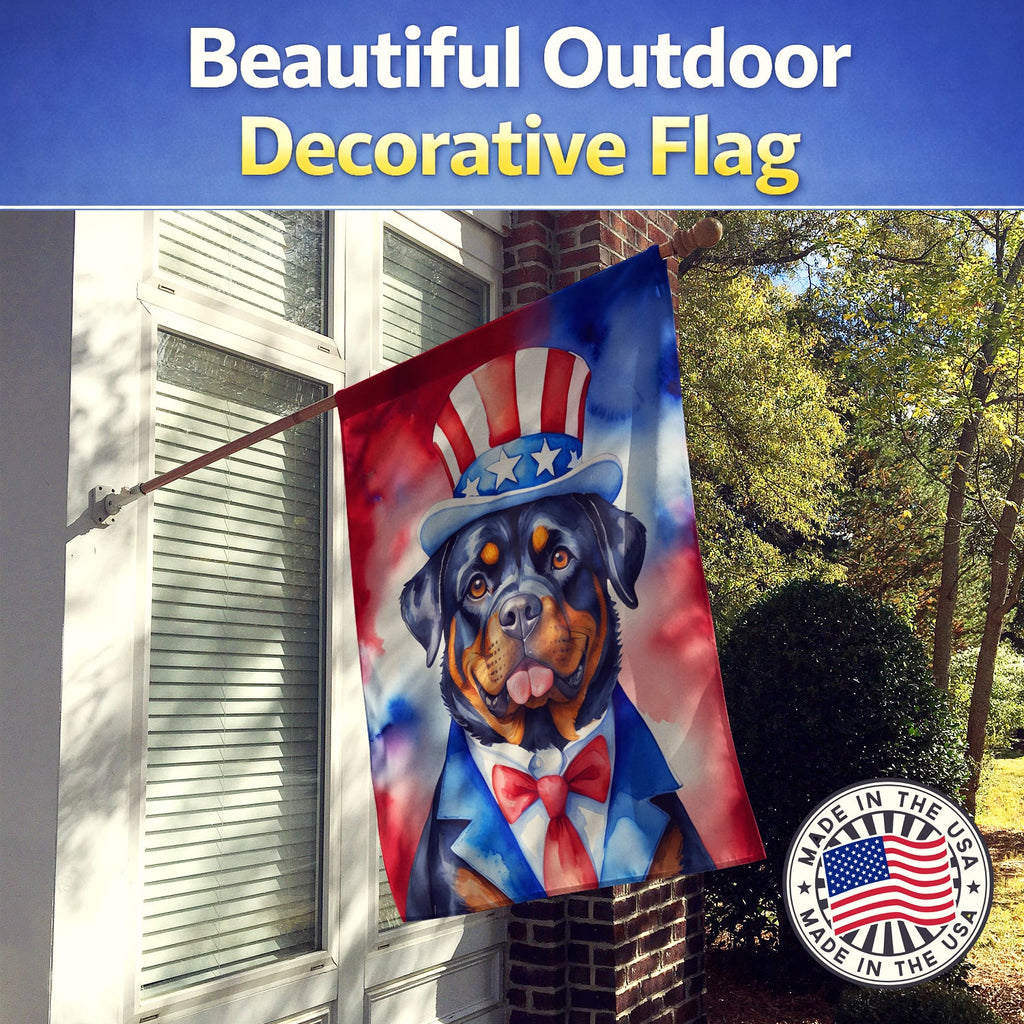 Rottweiler Patriotic American House Flag 28x40 Porch Sleeve Pole Decorative Outside Yard Banner Artwork Wall Hanging, Polyester