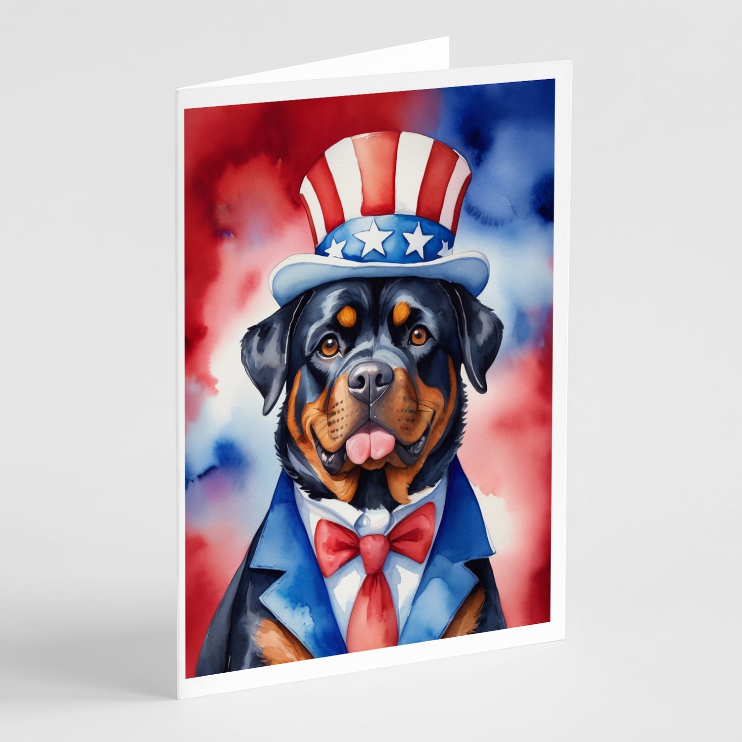 Rottweiler Patriotic American Greeting Cards Pack of 8 Blank Cards with Envelopes Whimsical A7 Size 5x7