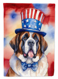 Saint Bernard Patriotic American House Flag 28x40 Porch Sleeve Pole Decorative Outside Yard Banner Artwork Wall Hanging, Polyester