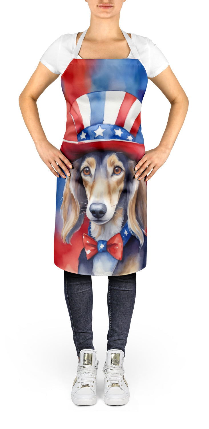 Saluki Patriotic American Apron Cooking Kitchen Server Baking Crafts Gardening for Adult Women Men, Unisex, Large, Multicolor